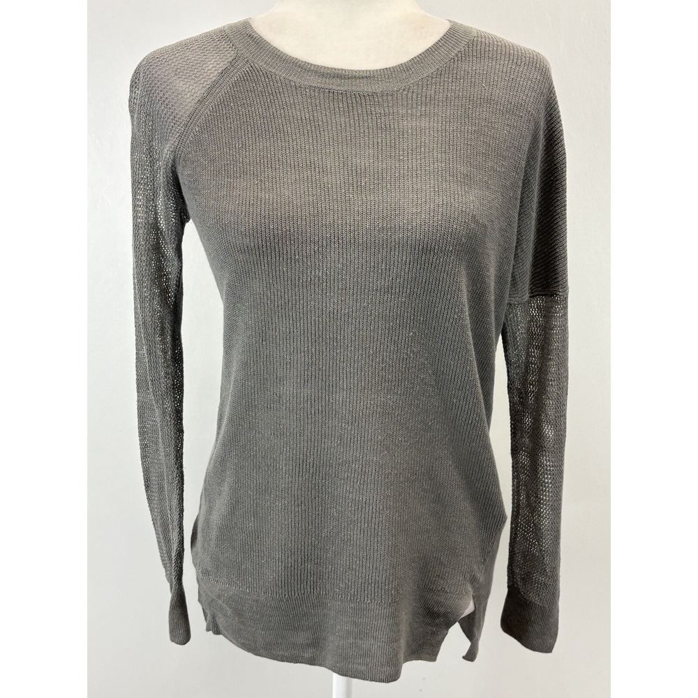 Women's Allsaints Row Jumper Sweater Sz XS Grey 100% Linen GUC
